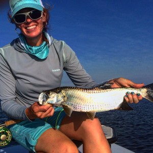 Lindsay with a Baby Tarpon on Fly